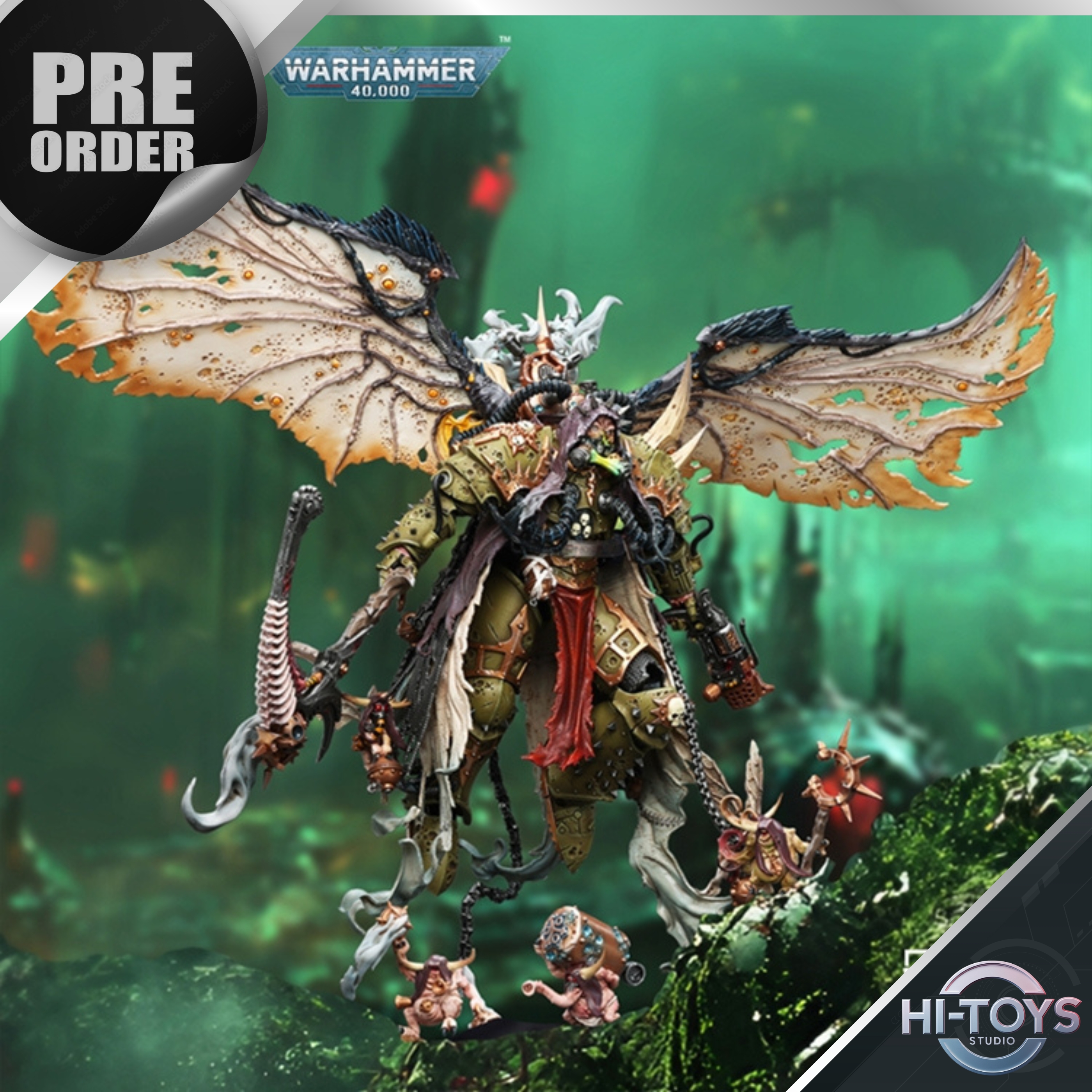 [3-11-2025] PRE ORDER - 𝗝𝗼𝘆 𝗧𝗼𝘆 𝘅 𝗪𝗮𝗿𝗵𝗮𝗺𝗺𝗲𝗿𝟰𝟬𝗸 - 1/18 Mortarion Daemon Primarch of Nurgle with Ancient Weapons The Lantern and Silence