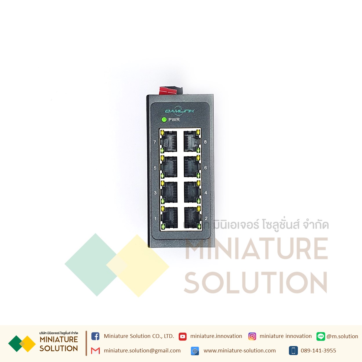 Oamlink สวิตซ์ฮับเกรดอุตสาหกรรม เกาะราง 12-56VDC Industrial Grade Switch 8 Port 100M Gigabit DIN-rail Ethernet high-temperature CE FE มาตรฐาน (OAM-6000-45-8TX)