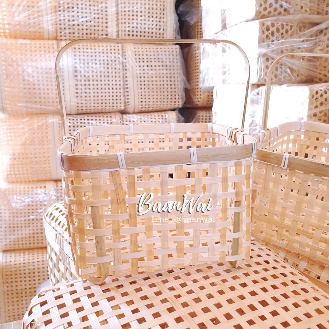 ตะกร้า ตะกร้าไม้ไผ่ ตะกร้าสาน ตะกร้าอเนกประสงค์ ทรงเหลี่ยม
