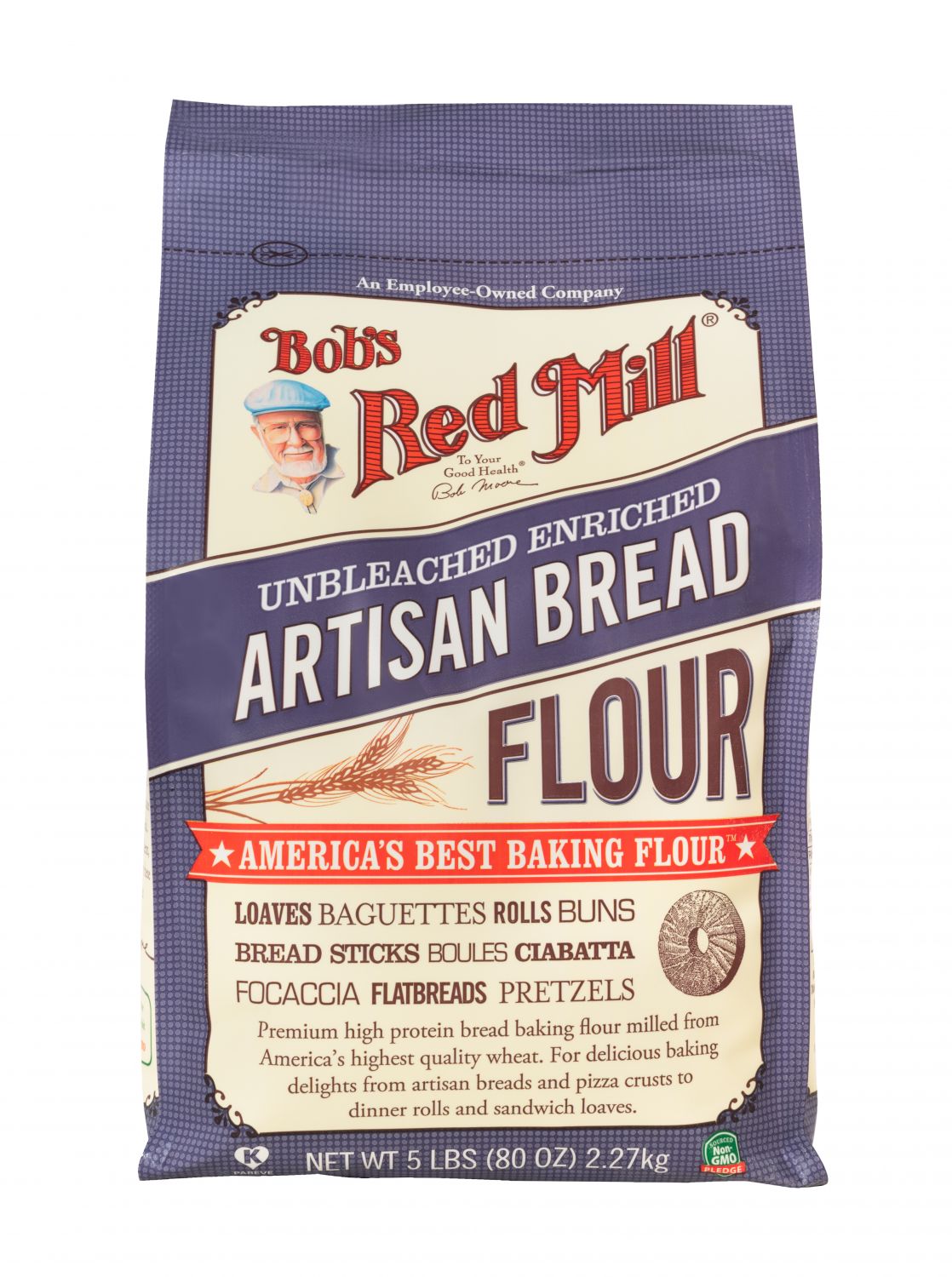 Bob's Red Mill Artisan Bread Flour แป้งทำขนมปัง Artisan ไม่ขัดสี 2.27 kg. (01-7287)