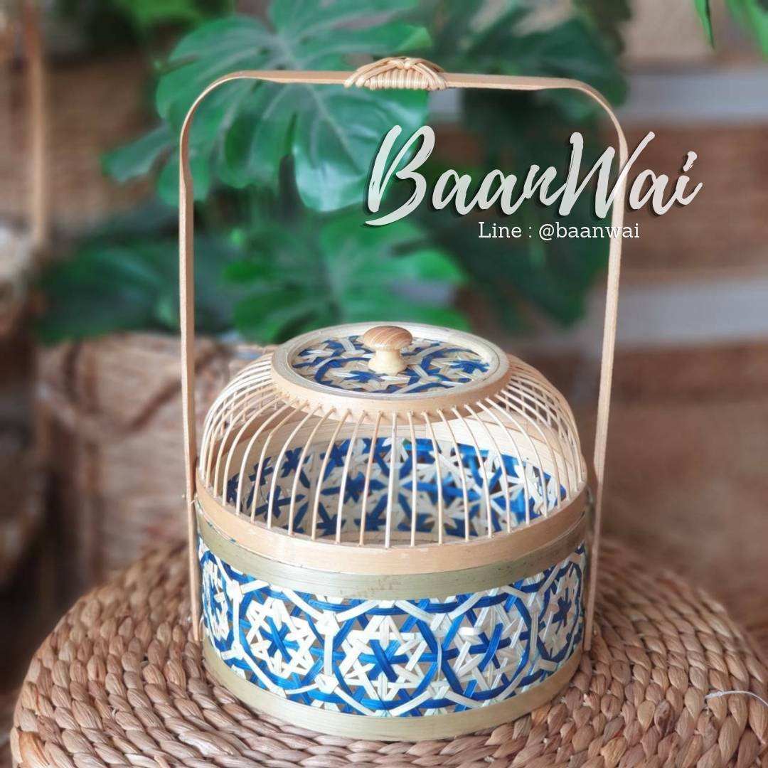 ปิ่นโตลายพิกุล ขนาด 8 นิ้ว รุ่นฝากรงนก 1 ชั้น