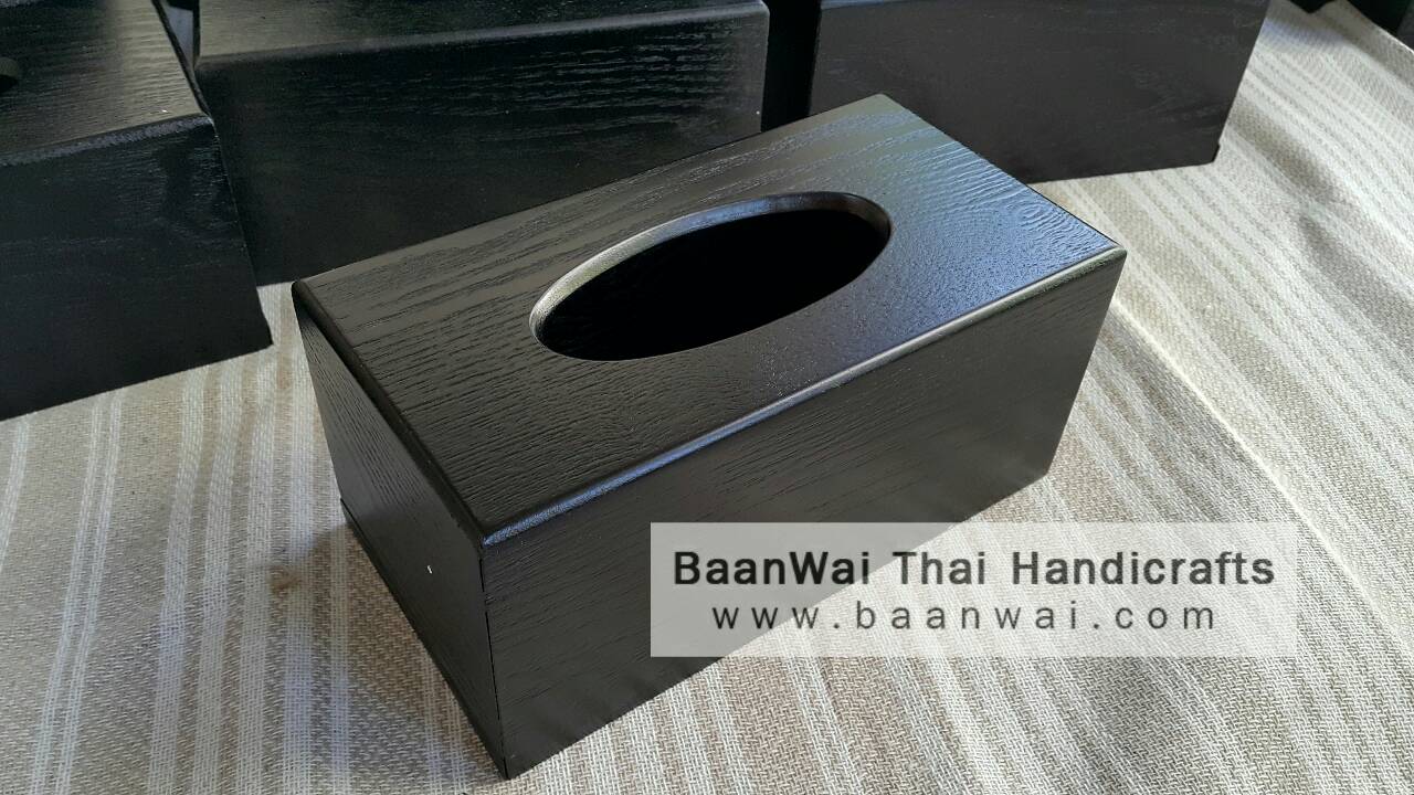 กล่องทิชชูไม้ กล่องทิชชูสีดำ ขายส่ง