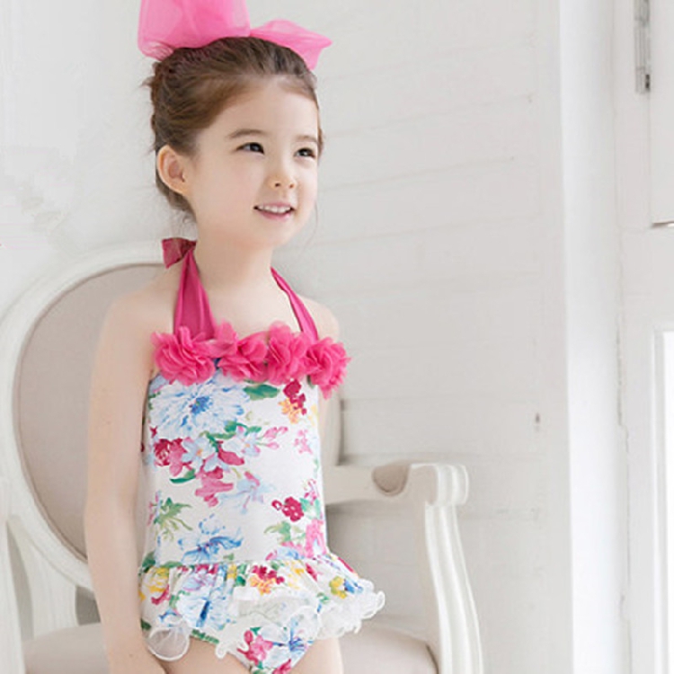ชุดว่ายน้ำแบบคล้องคอ+หมวก น่ารักมากๆ ไซส์ 90 100 110 120 130 140 (2 -6 ขวบ)