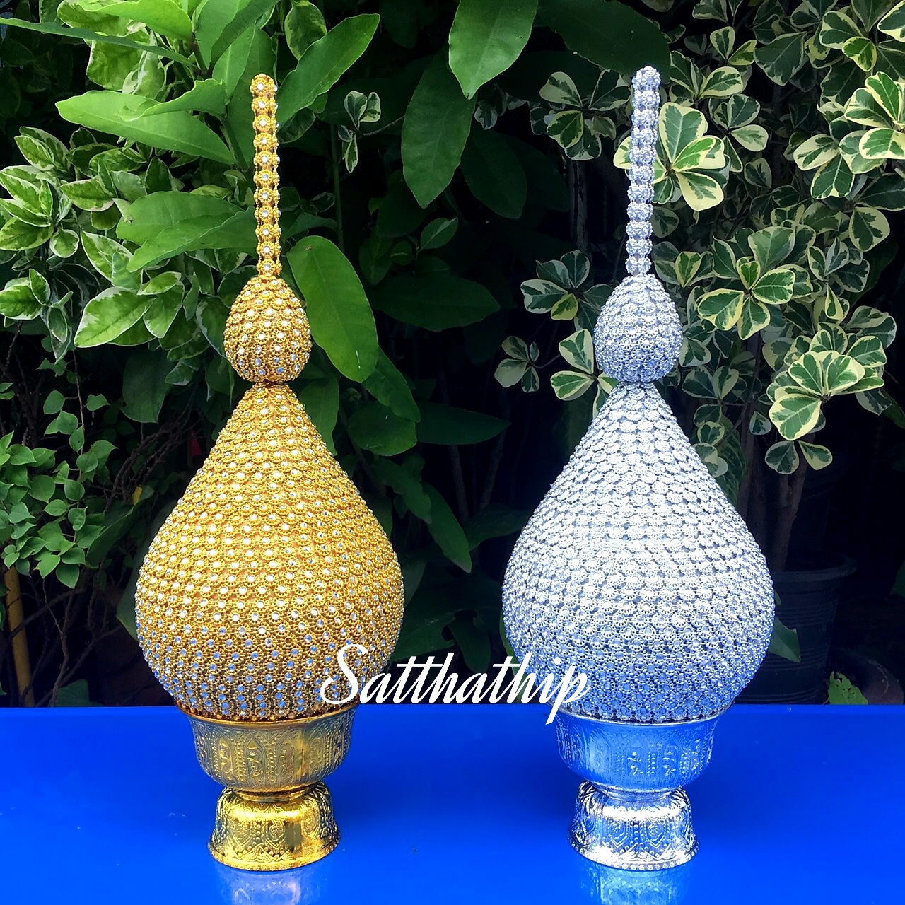 พานพุ่ม - พานพุ่มสักการะ - พานพุ่มเงินทอง - พานพุ่มนพเก้า [ุ6 นิ้ว/ 2,100บาท/คู่]