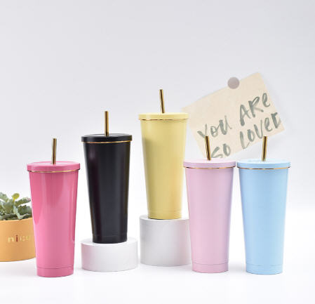 แก้วสแตนเลส,แก้วน้ำสแตนเลสพร้อมหลอด,500ml,700ml