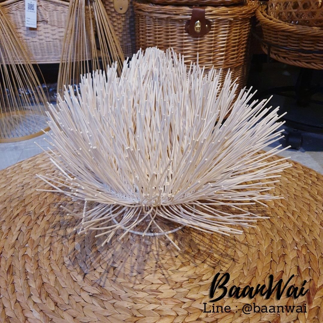 โคมไฟหวายตั้งพื้น โคมไฟพุ่มหญ้า ฟอกขาว ขนาด 55 * 30