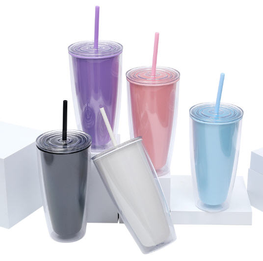แก้วพลาสติก,แก้วพลาสติก2ชั้น,แก้วพลาสติกพร้อมหลอด,750ml