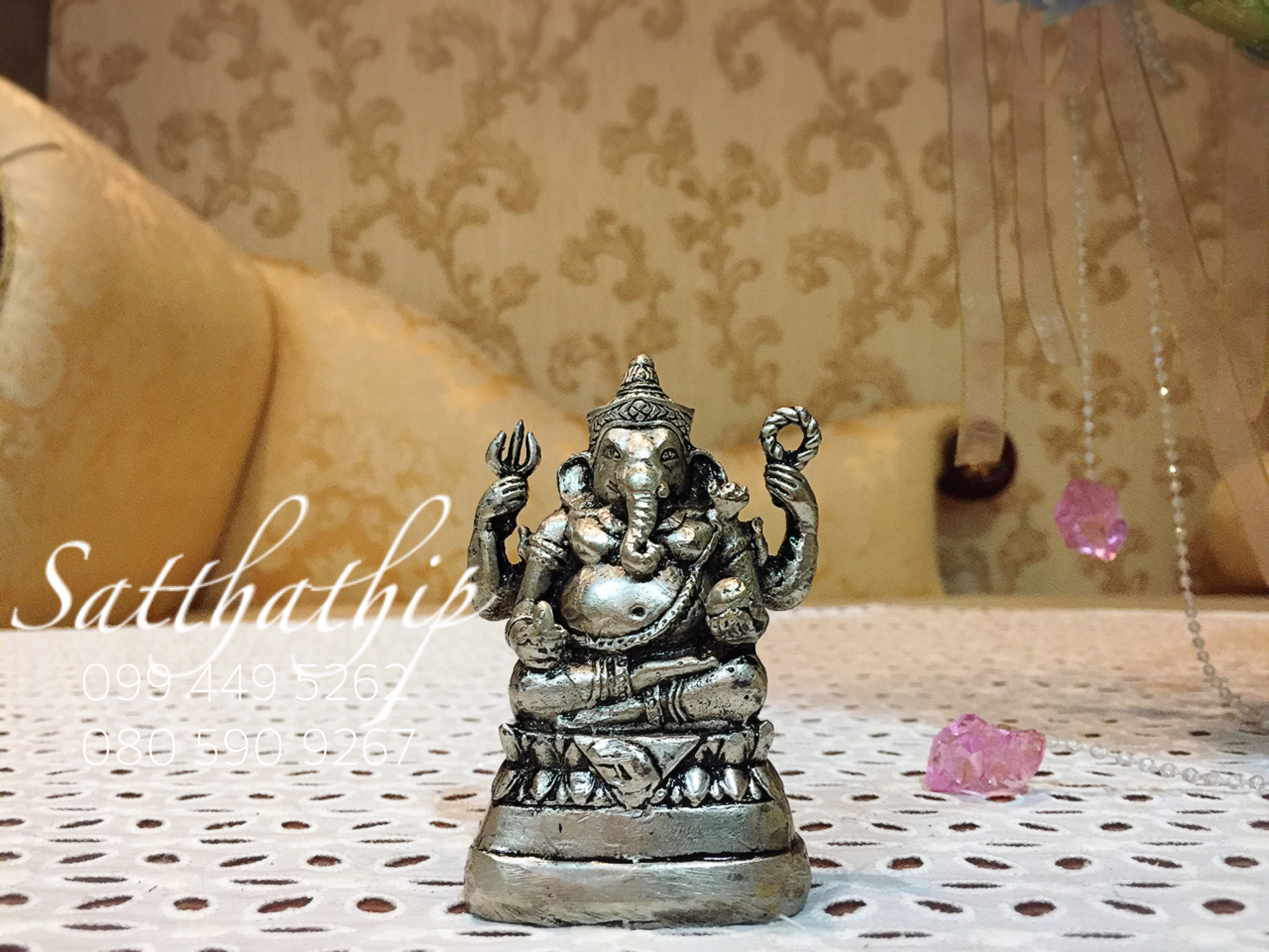 พระพิฆเนศปาง พระรีนาโมจัน คณปติ (ทองเหลือง ชุบเงิน) - Ganesha: Lord of Success