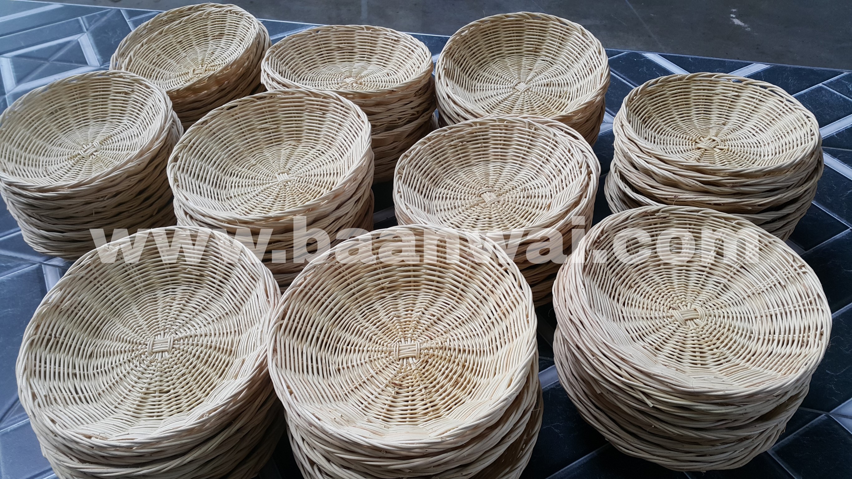 กระจาดหวาย ทรงกลม ขนาด 6-7 นิ้ว