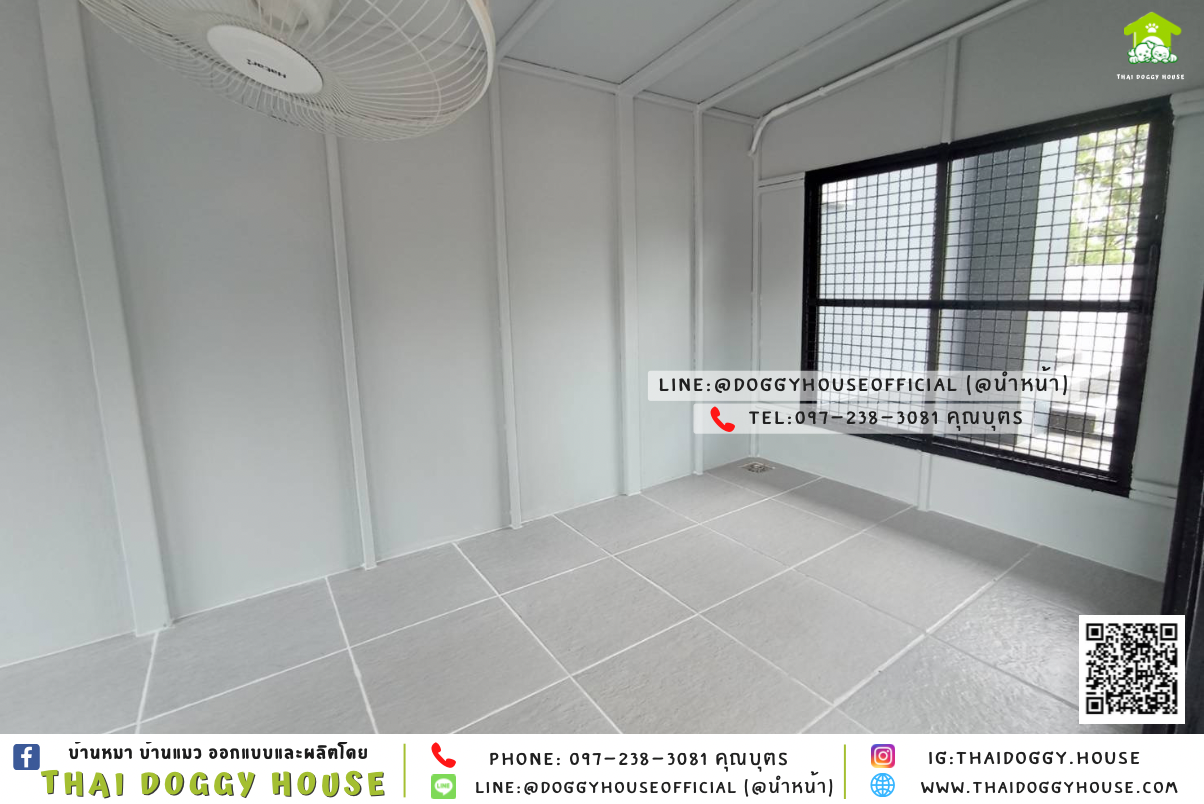 บ้านหมาติดพัดลม มีมุ้งลวด+ ตะแกรงเหล็ก แบบบ้าน 𝐁𝐎𝐗 𝐒𝐓𝐘𝐋𝐄