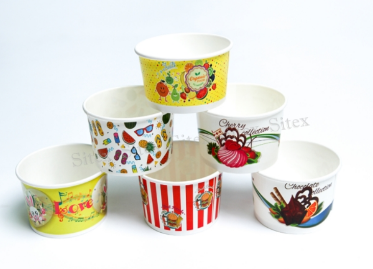 ถ้วยไอศครีมกระดาษ 160 cc. พิมพ์ลาย ICE (50 ใบ/ห่อ) (09-7455)