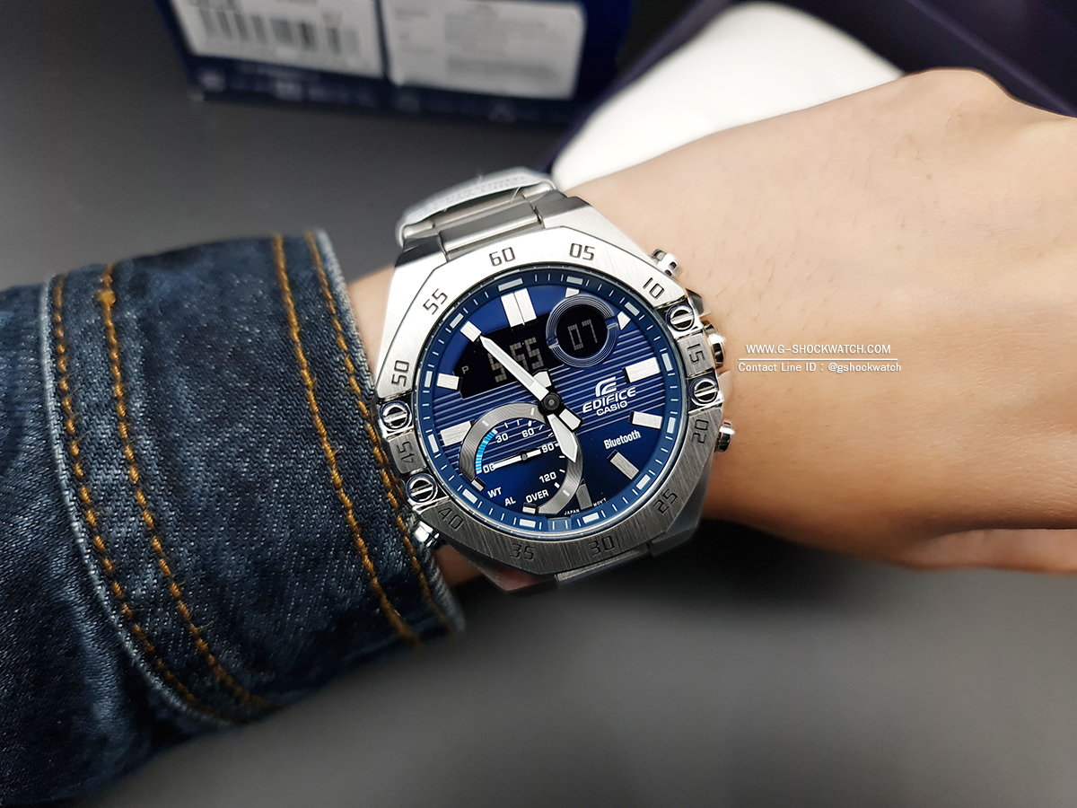 CASIO EDIFICE นาฬิกาข้อมือ นาฬิกากันน้ำ นาฬิกาของแท้ ประกันศูนย์ CMG 1 ปี รุ่น ECB-10D-2A