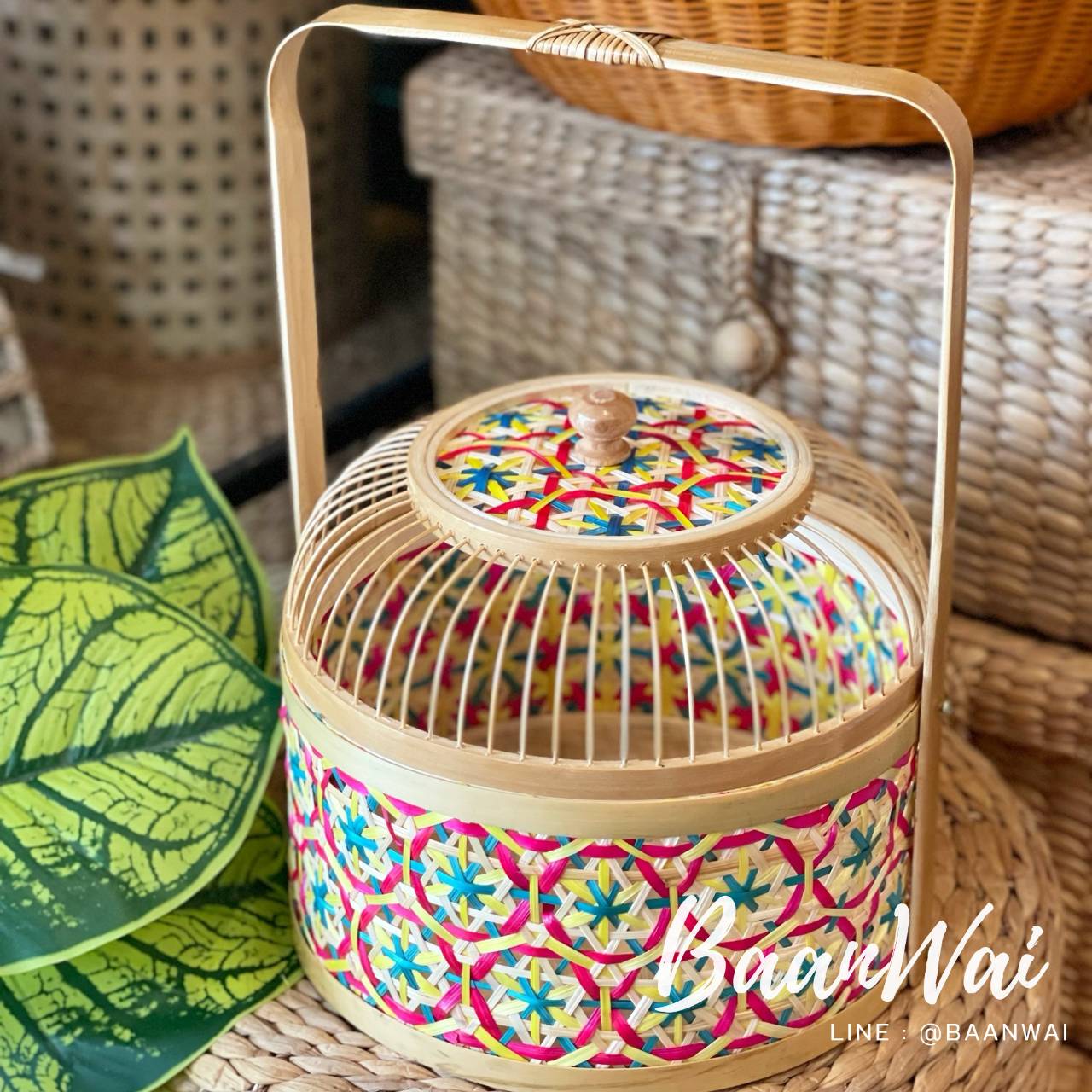 ปิ่นโต ลายพิกุล รุ่นฝากรงนก ขนาด 10 นิ้ว