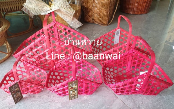 กระเช้าไม้ไผ่ ทรงเรือ มี 5 ขนาด