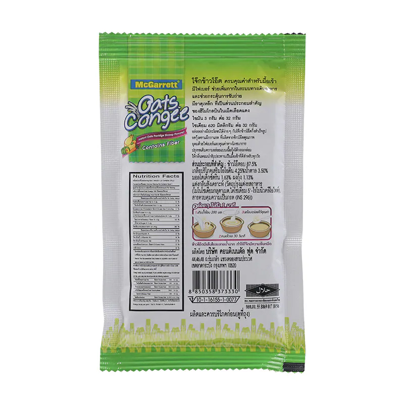 โจ๊กข้าวโอ๊ตกึ่งสำเร็จรูป รสกุ้ง ตราMcGarrett ขนาด 32 กรัม (05-5355)