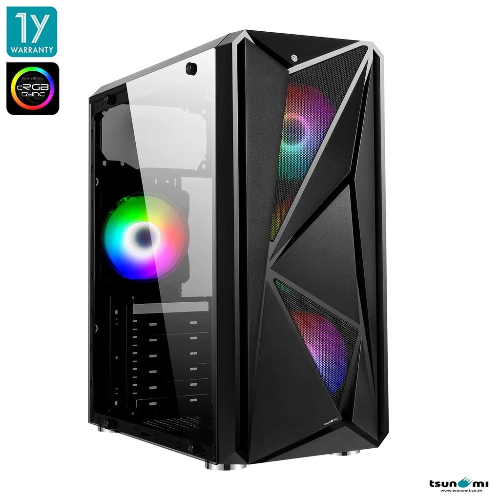 TSUNAMI GALAXY G15 ABLAZE TG ATX CASE BLACK FANx4