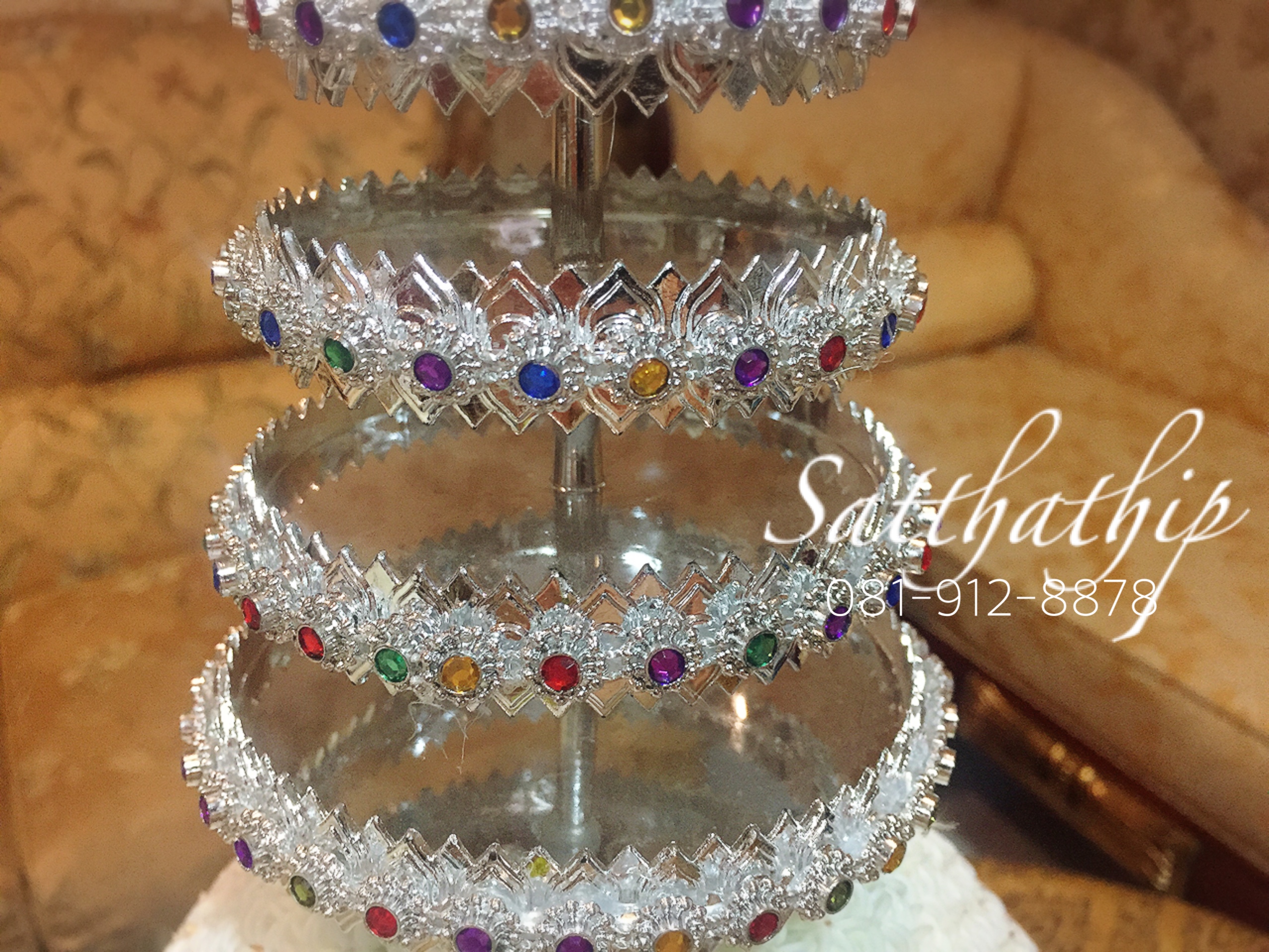 พานพุ่ม - พานพุ่มสักการะ - พานพุ่มดอกรัก - พานพุ่มดอกรักประดิษฐ์ (พลาสติก) - พานพุ่มสีขาว - Panpum