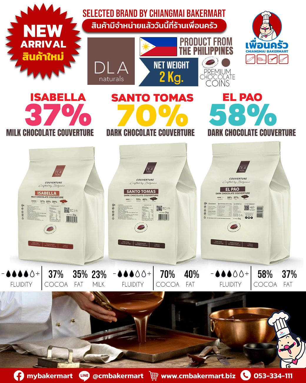 DLA ISABELLA Milk Chocolate Couverture 37 % DLA อิซาเลฃบลลา มิลค์ ช็อคโกแลตคูเวอร์เจอร์ 37 % (05-8762)