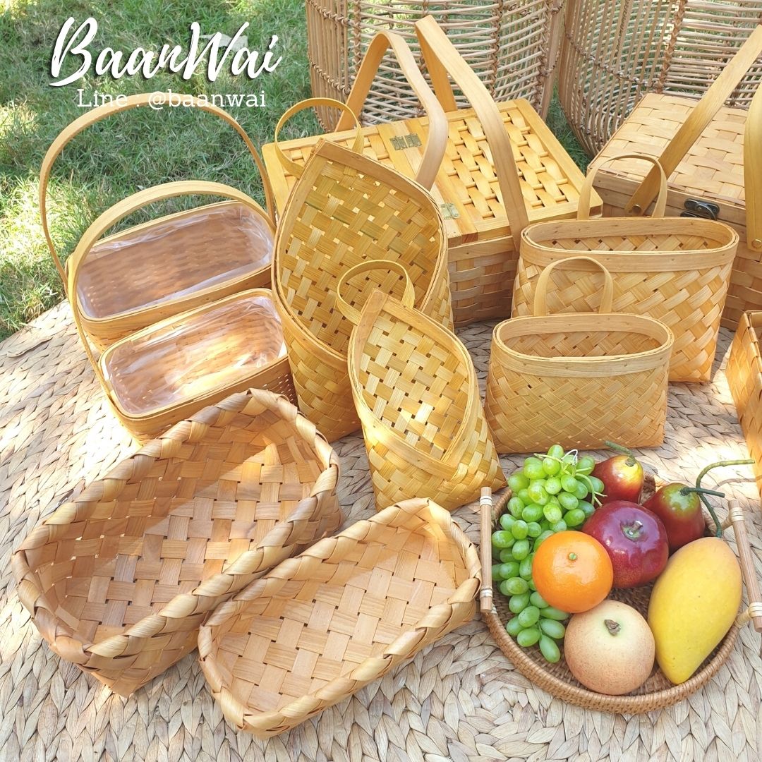 ตะกร้าไม้สาน ตะกร้าใส่ช้อน ตะกร้าทรงเหลี่ยม...
