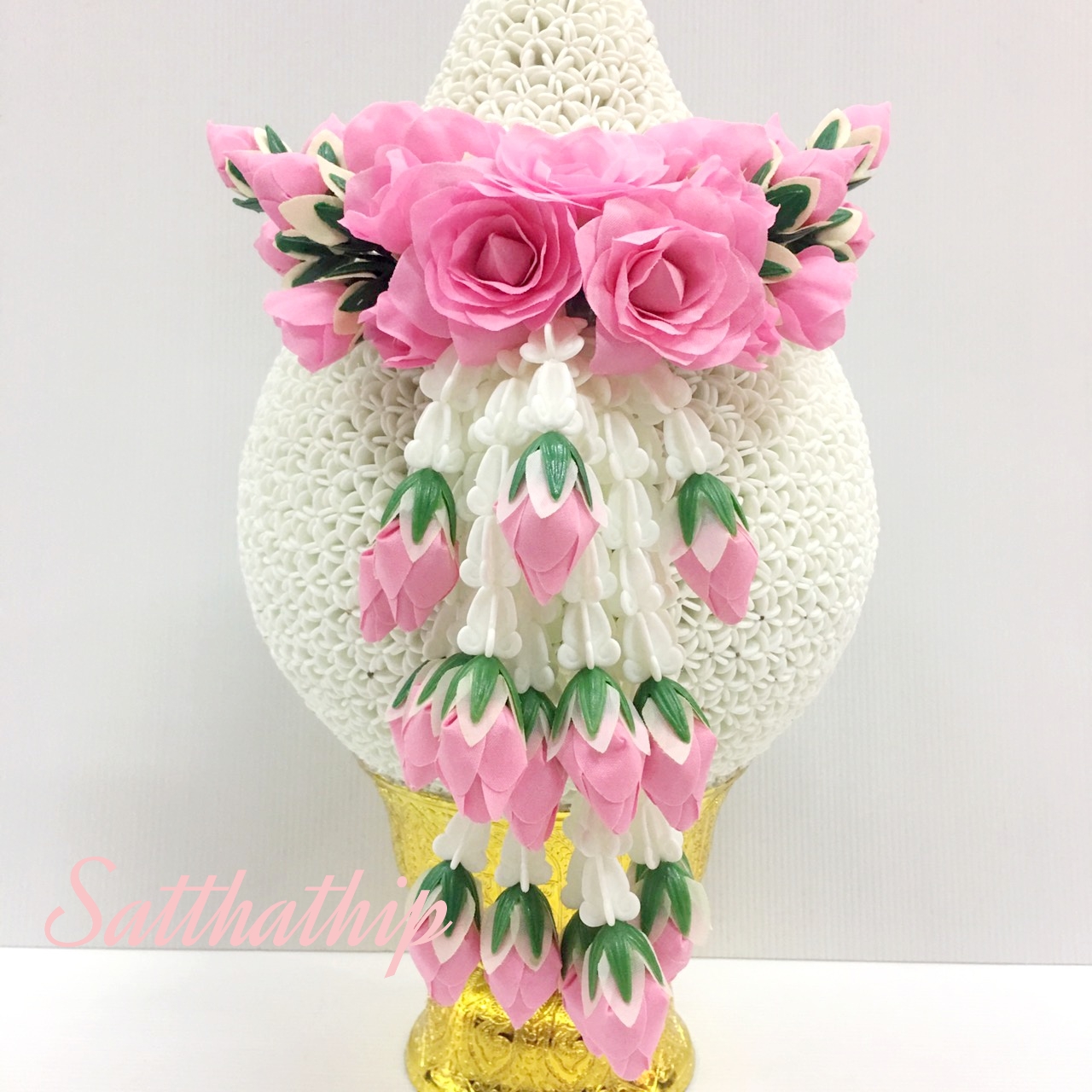 พานพุ่มดอกรักประดิษฐ์ [8"]