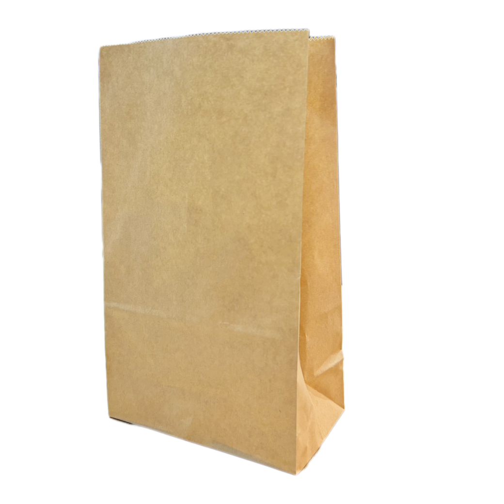 ถุงกระดาษเคลือบ พับข้าง มีก้น น้ำตาล 12 x21 x7 ซม. 100 ใบ (09-9337)