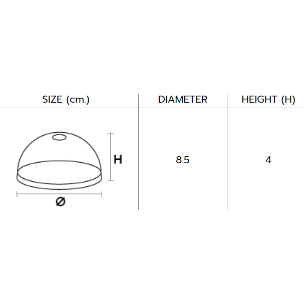 ฝาโดม GPPS ปากกว้าง 85 มม. ไม่เจาะรู 50 ใบ (09-0487)