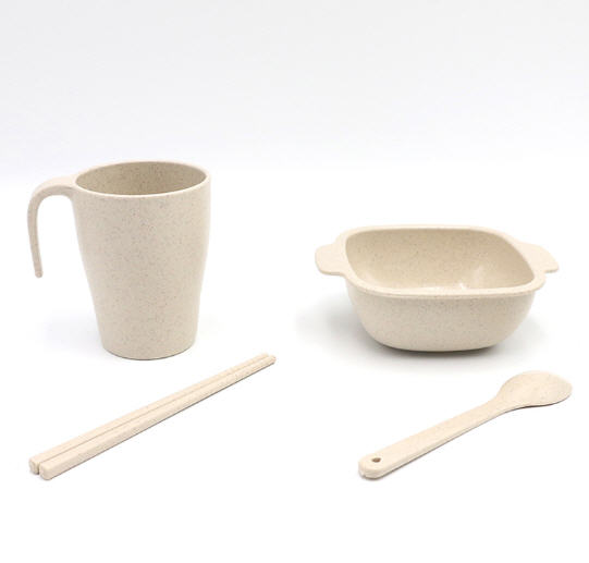 ชุดสินค้ารักษ์โลก,ชุดแก้วน้ำชามข้าวฟางข้าวสาลี,ผลิตภัณฑ์ฟางข้าวสาลี