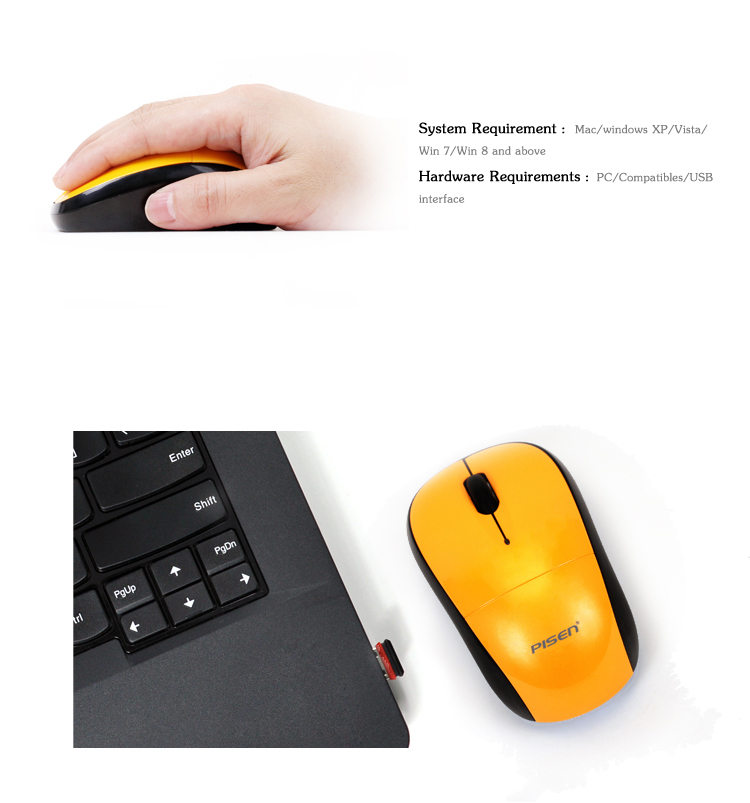 PISEN เม้าส์ไร้สาย 2.4G กระจายสัญญาณ 10 เมตร รุ่น M100 รองรับ Windows และ MacOS ความถี่อัจฉริยะ FHSS ป้องกันการรบกวน 3 มิติ แนว 360 องศา สวิตช์ไฟโหมดประหยัดพลังงานฟังก์ชั่นเตือนแบตเตอรี่อ่อน ตัวรับ NANO ระบบ Plug&Play สามารถใช้ถ่านก้อนเดียวได้ - สีเหลือง