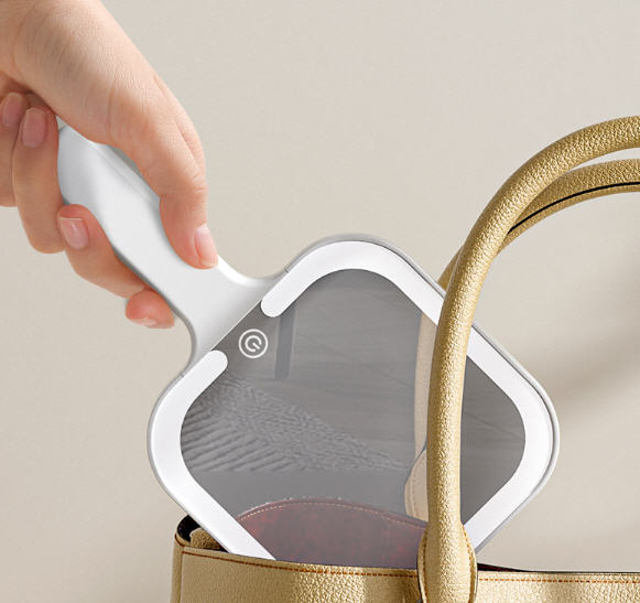 กระจกด้ามจับ,กระจกแต่งหน้า,กระจก,กระจกสกรีนโลโก้,ของแจก,กระจกพกพาไฟLED,กระจกLED