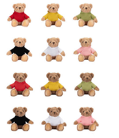 รับผลิต,ตุ๊กตาหมีปักโลโก้,ตุ๊กตาหมีเสื้อฮู้ด,ตุ๊กตาหมีของขวัญ,โรงงานผลิตตุ๊กตาหมี,ของขวัญ,ของแจก,25cm