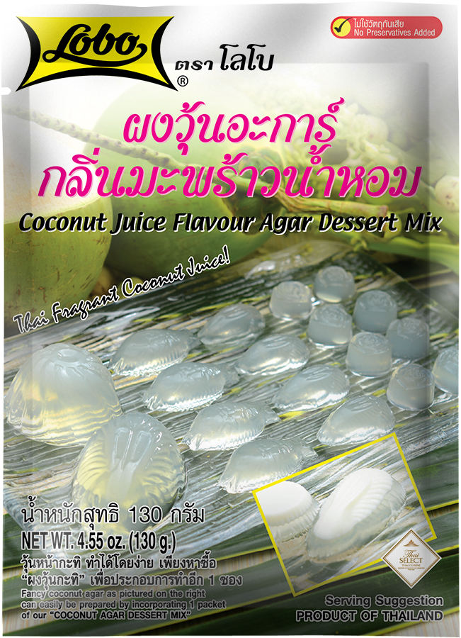 ผงวุ้น กลิ่นมะพร้าวน้ำหอม ตราโลโบ ขนาด 130 กรัม (05-6068)