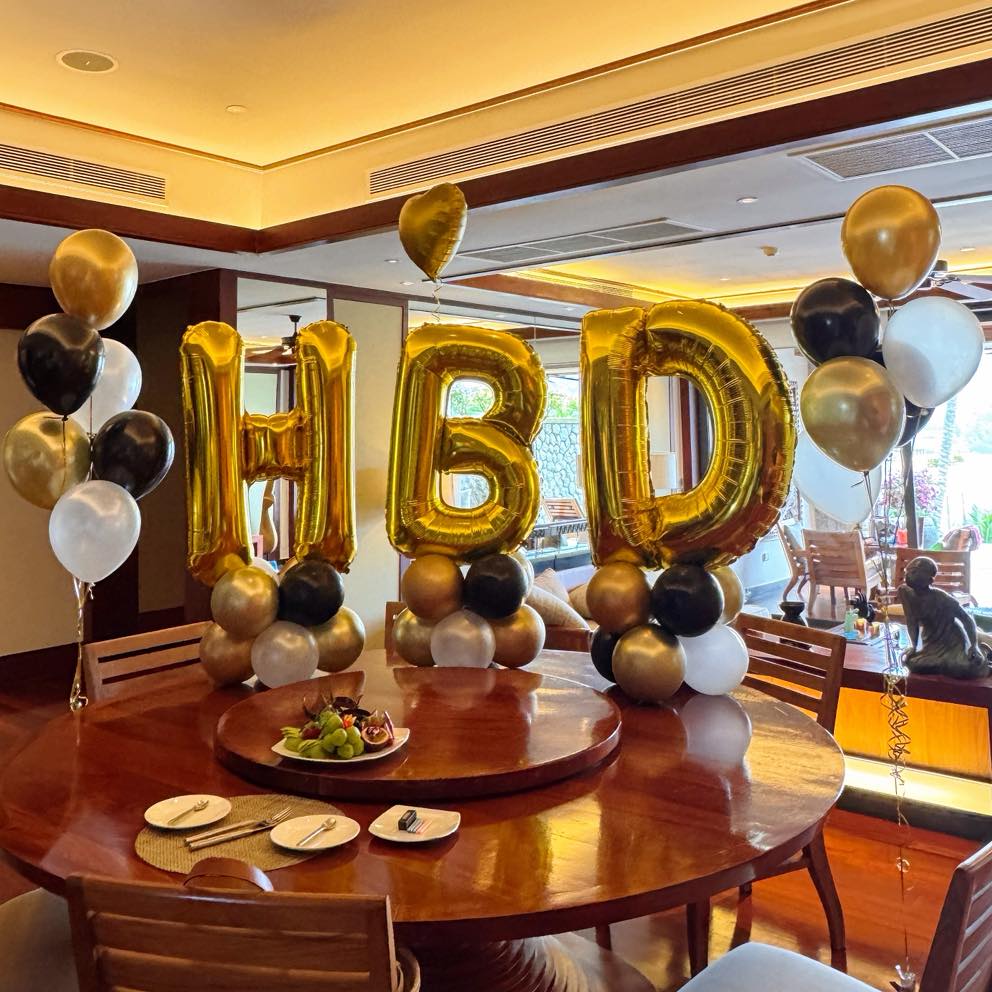 ลูกโป่งวันเกิดHappy birthday foil HBD + balloons & foil heart (16pcs.)
