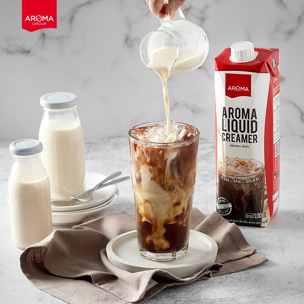 Aroma ครีมเหลว อโรม่า ( ครีมเทียม ข้นจืด ชนิดพร่องมันเนย ) (Aroma Liquid Creamer) (ขนาด 1,000 มล./กล่อง)