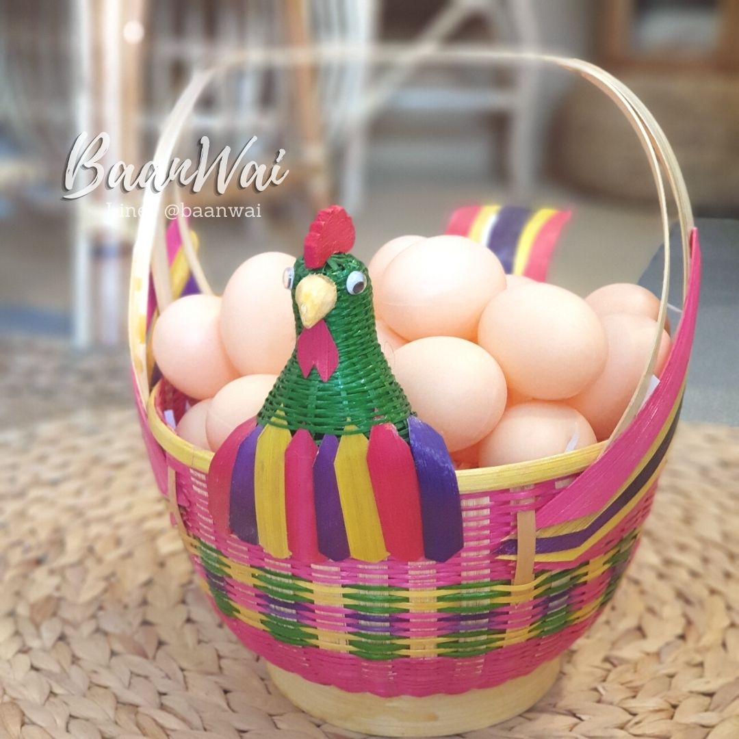 ตะกร้าไก่ ตะกร้าใส่ไข่ ตะกร้าไม้ไผ่ ตะกร้าไม้ไผ่สานทรงไก่ (Random)