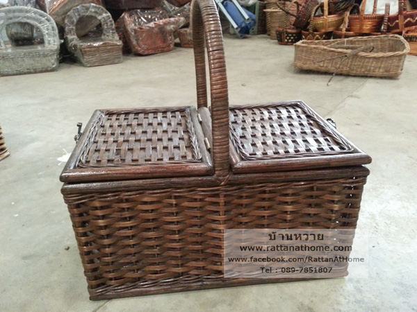 ตะกร้าปิคนิค กล่องหวายแท้