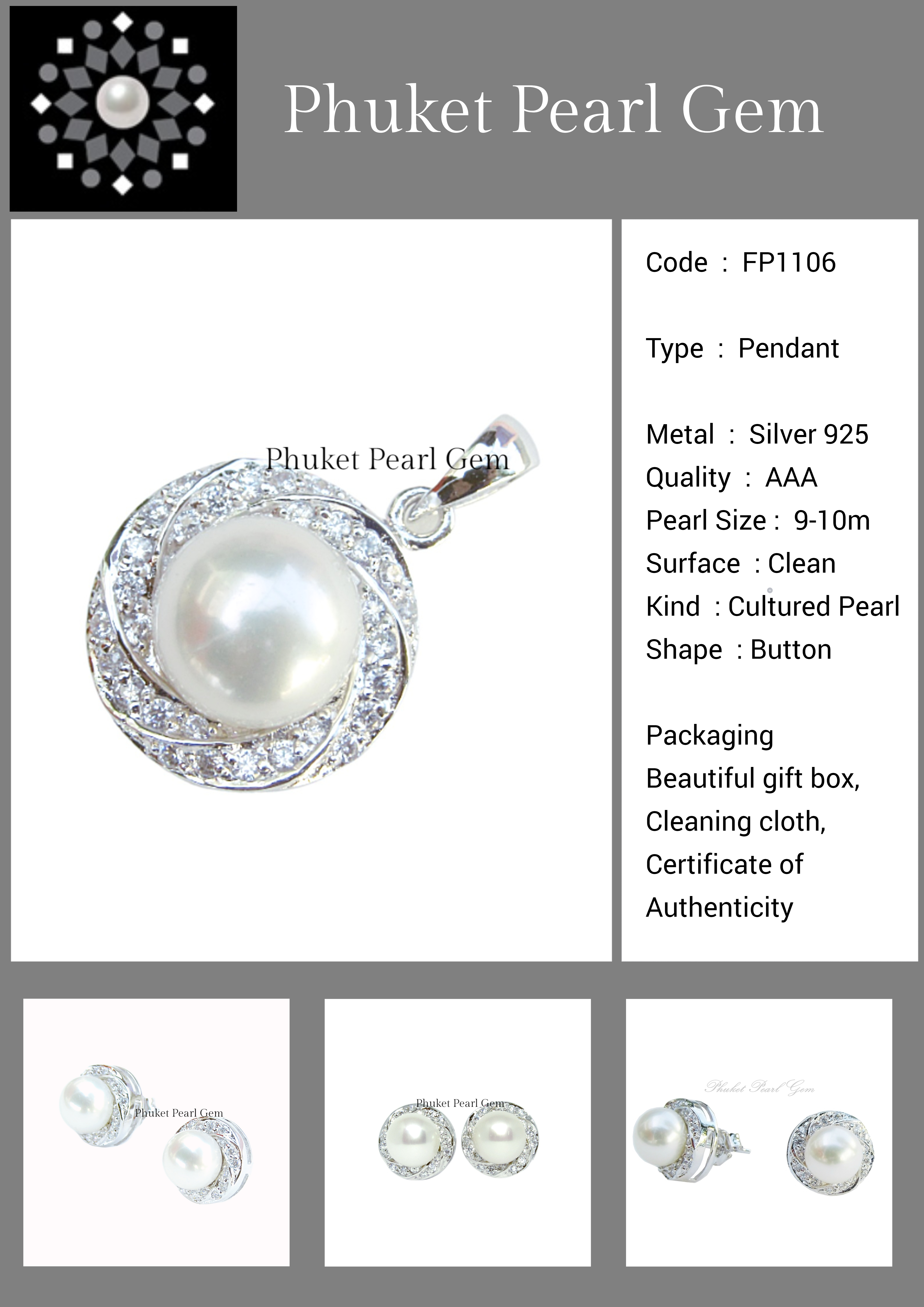 Sterling Silver White Pearl Elegance Pendant
