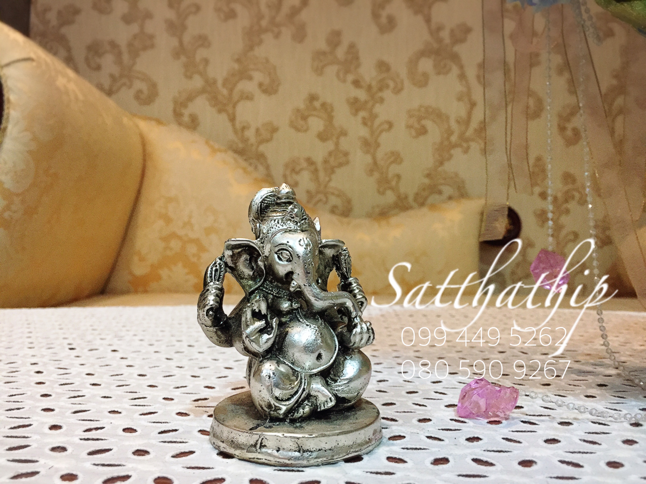 พระพิฆเณศปางสัมปทายะคเณศ (ทองเหลืองชุบเงิน) - Ganesha: Lord of Success