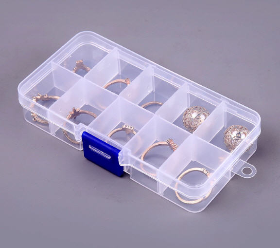 กล่อง10ช่อง,กล่องใส่ขออเนกประสงค์,ขนาด12.8*6*2.3cm