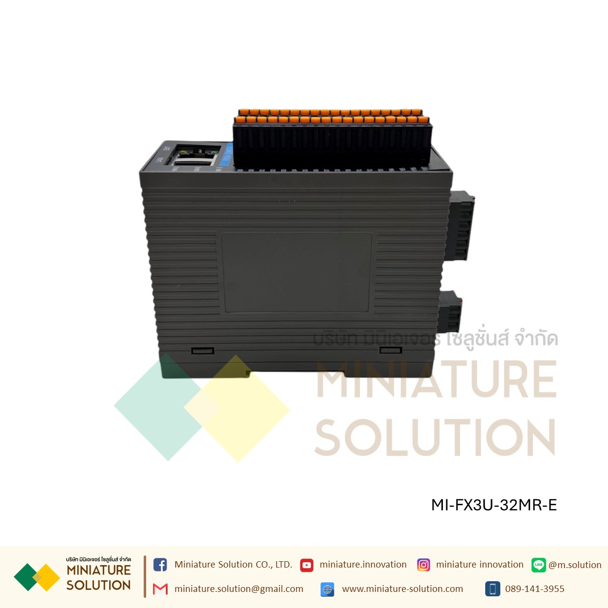PLC FX3U-16/32MR-E 32MT-E (8DI 8DO/16DI 16DO Relay output ) (16DI 16DO transistor output )+ Port ETHERNET PLC แบบบาง