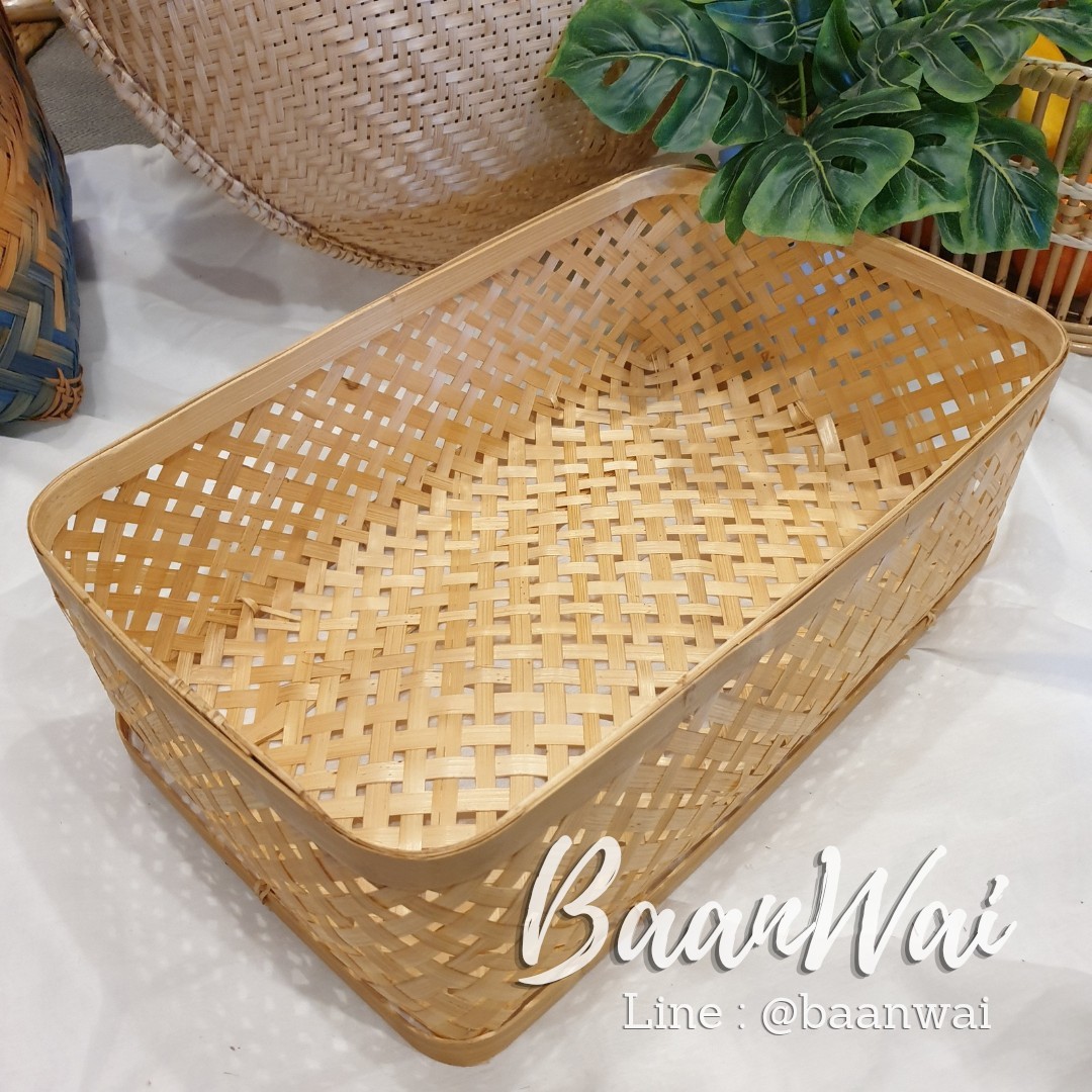 กล่องไม้ไผ่ ทรงเหลี่ยม