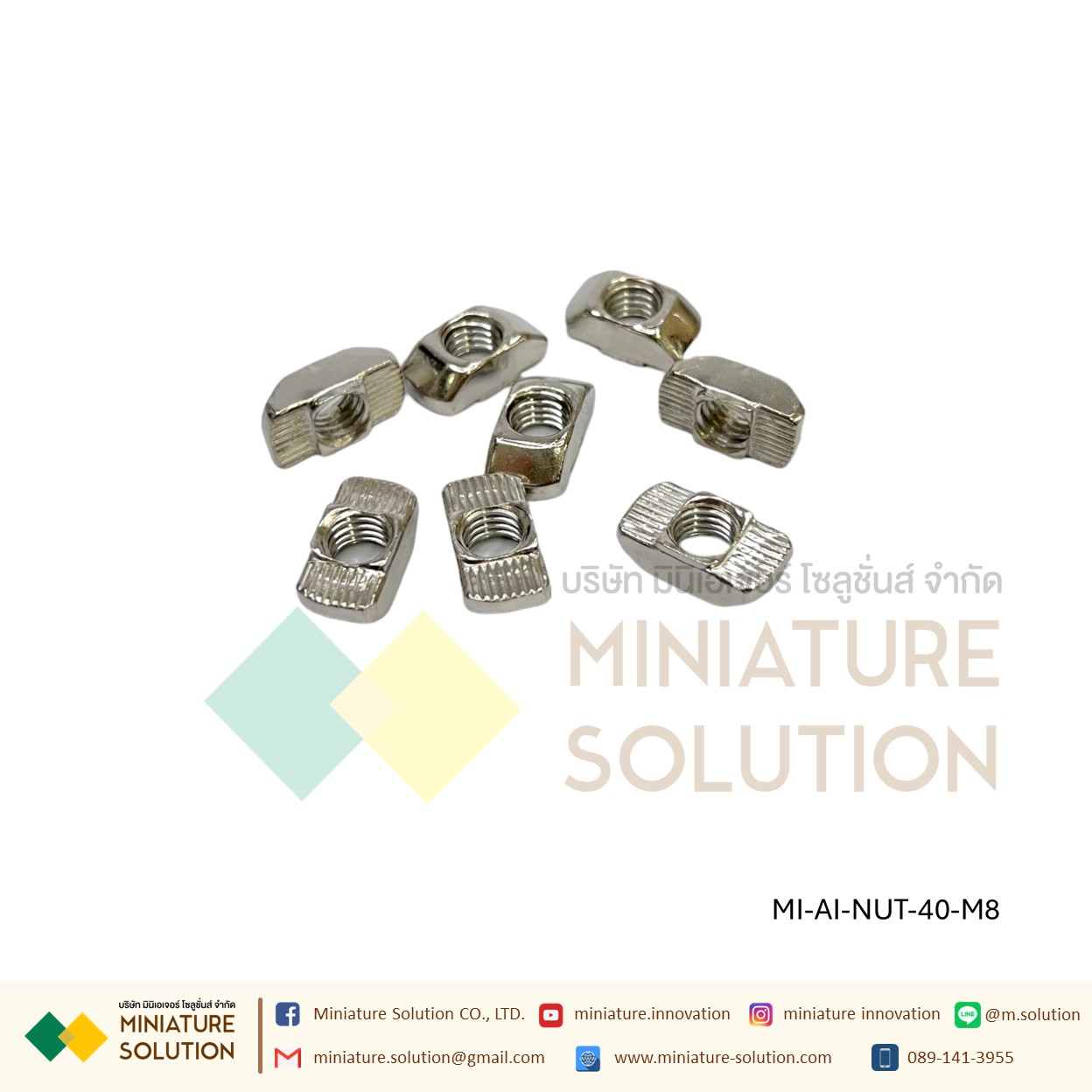 Free-Nut, T-Nut สำหรับสำหรับยึดงานอลูมิเนียมโปรไฟล์ T-type nut aluminum profile (ขนาด 20/30/40 M5/6/8T)