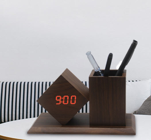 นาฬิกาไม้ตั้งโต๊ะ,นาฬิกาไม้ตั้งโต๊ะพร้อมกล่องใส่ของอเนกประสงค์