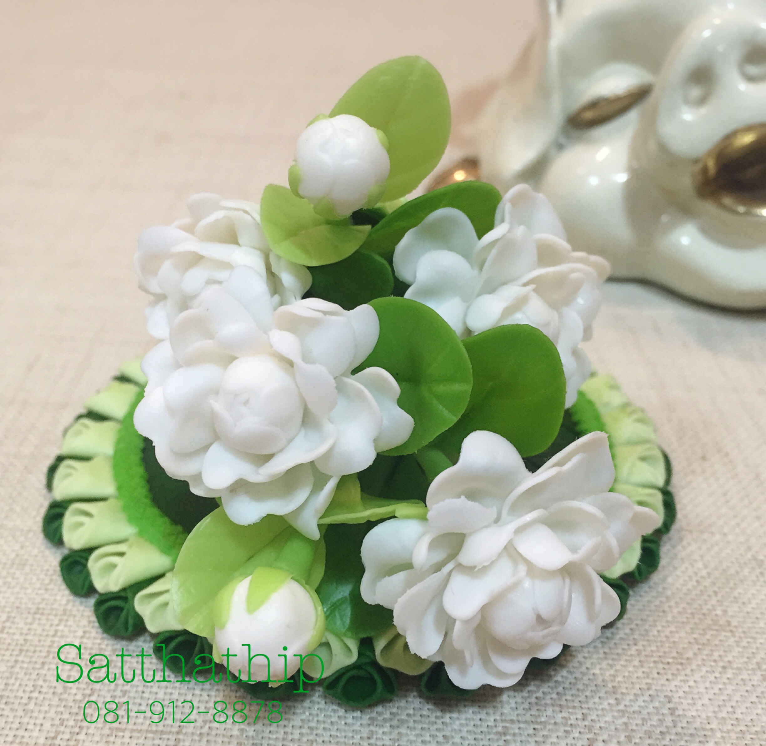 กรวยดอกมะลิ ประดิษฐ์จากดิน - ดอกมะลิดิน - ของขวัญวันแม่ - Jasmine flower