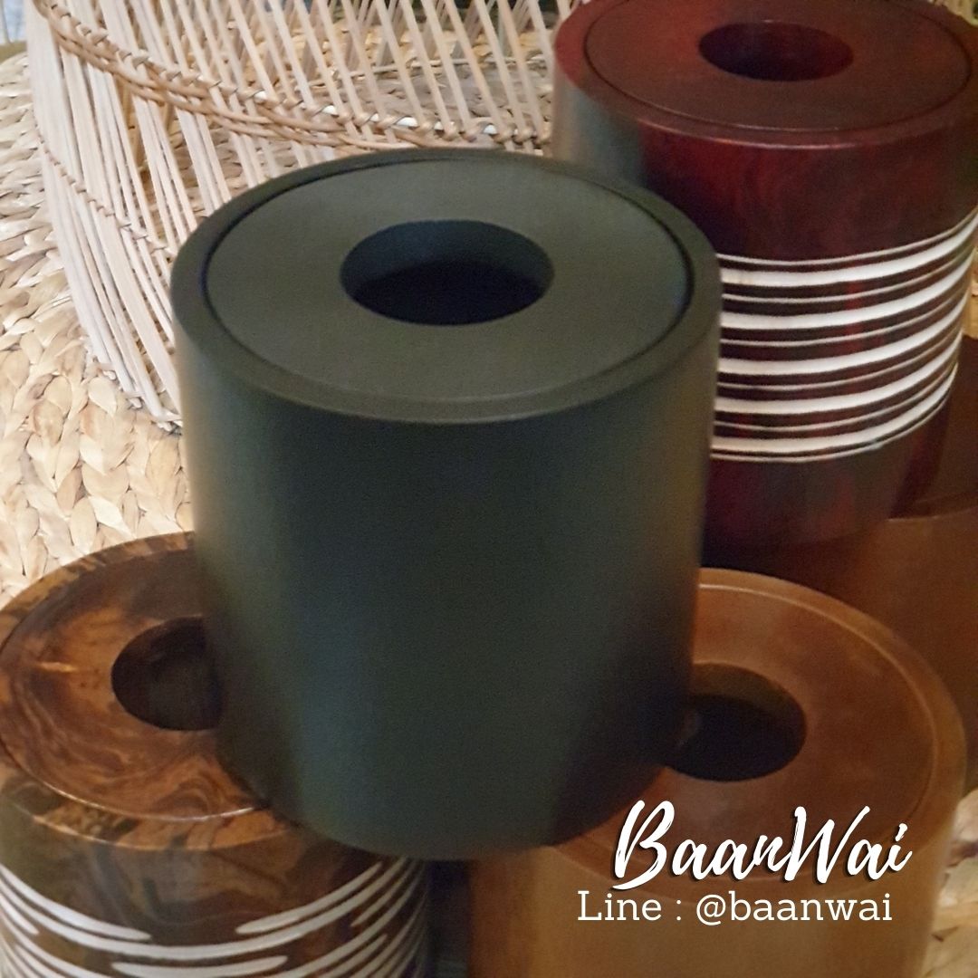 กล่องทิชชูไม้มะม่วง ทรงกลม