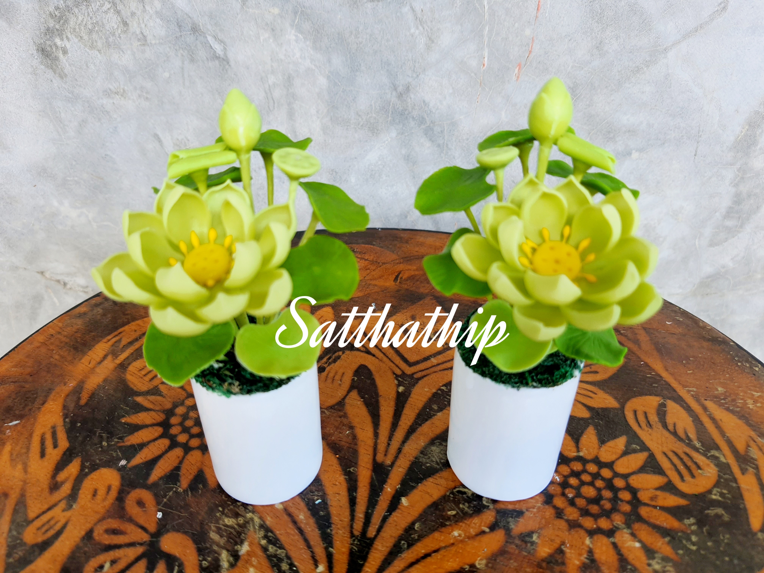 แจกันดอกบัว - ดอกบัวประดิษฐ์ - แจกันดอกผสมประดิษฐ์จากดิน - แจกันดอกบัวประดิษฐ์ - Lotus Flower