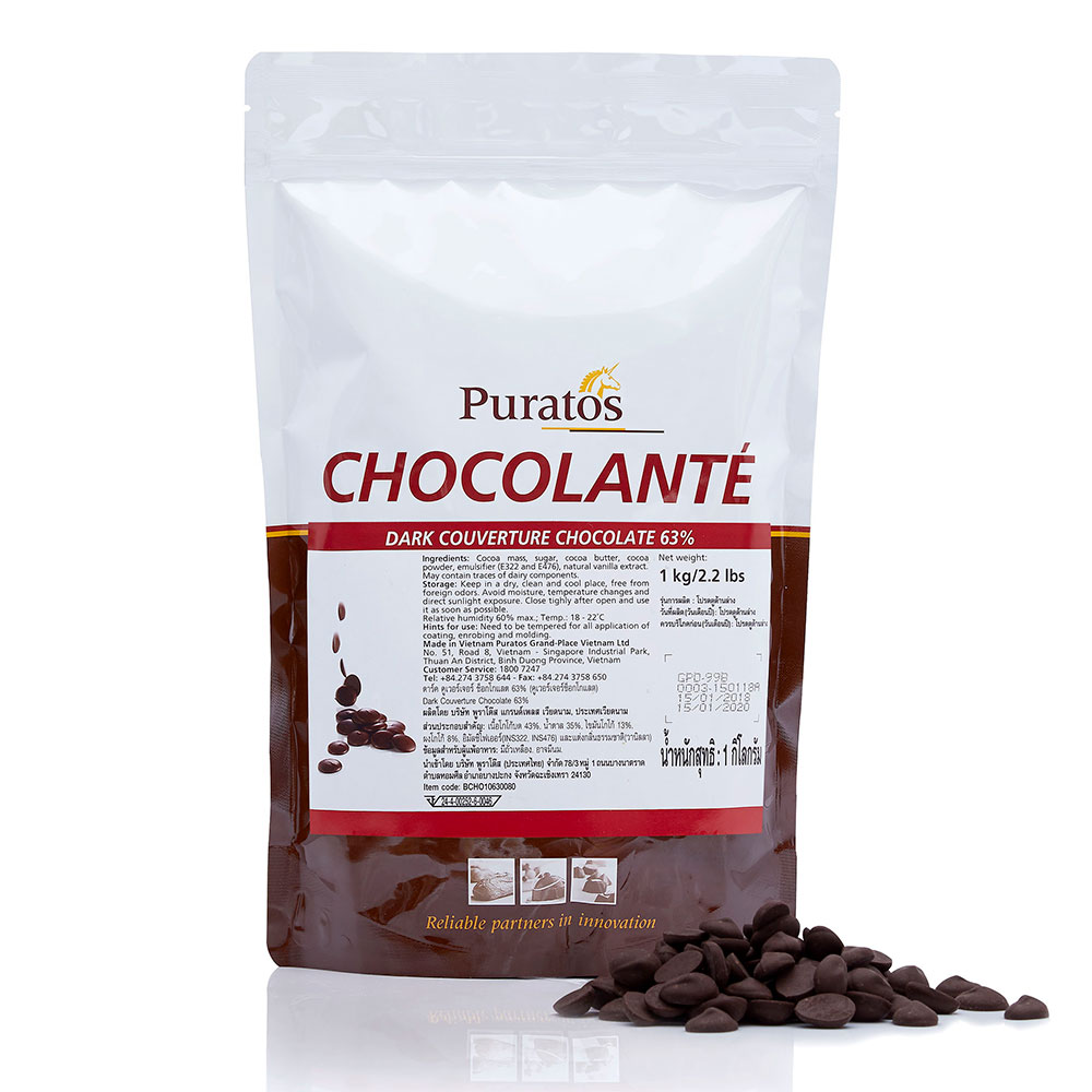 Puratos Chocolante Dark Couverture 63% บรรจุ 1 กก. (05-6707)