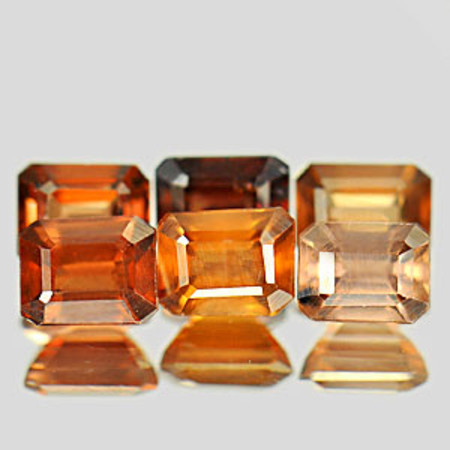 เพทายดิบสีส้มน้ำตาล (Zircon) 4 กะรัต 6 ชิ้นไม่เผา