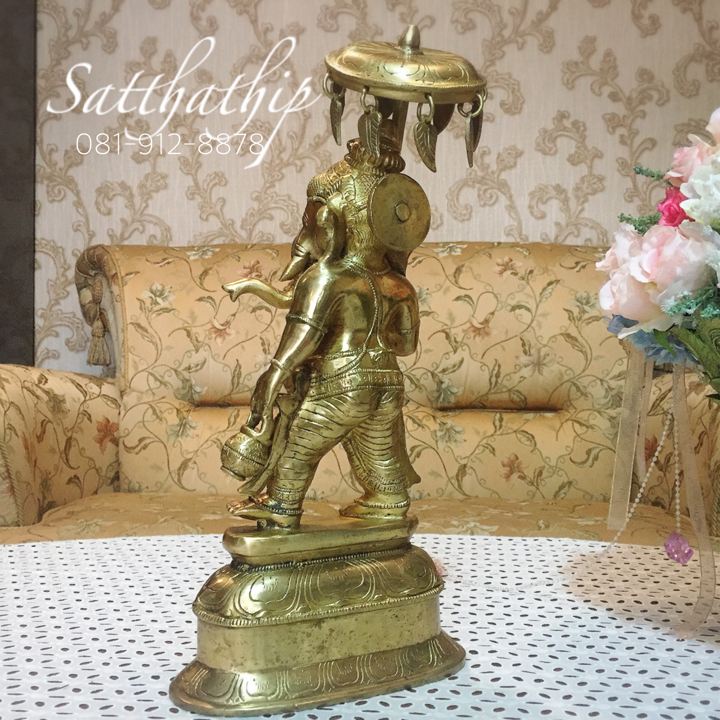 พระพิฆเนศปางนารทคเณศ (ทองเหลือง) ผลิตและนำเข้าจากอินเดีย - Ganesha: Lord of Success