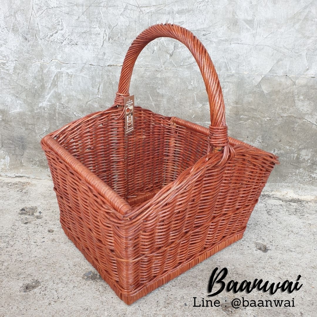 ตะกร้าปิคนิค ตะกร้าหวาย ทรงเหลี่ยม