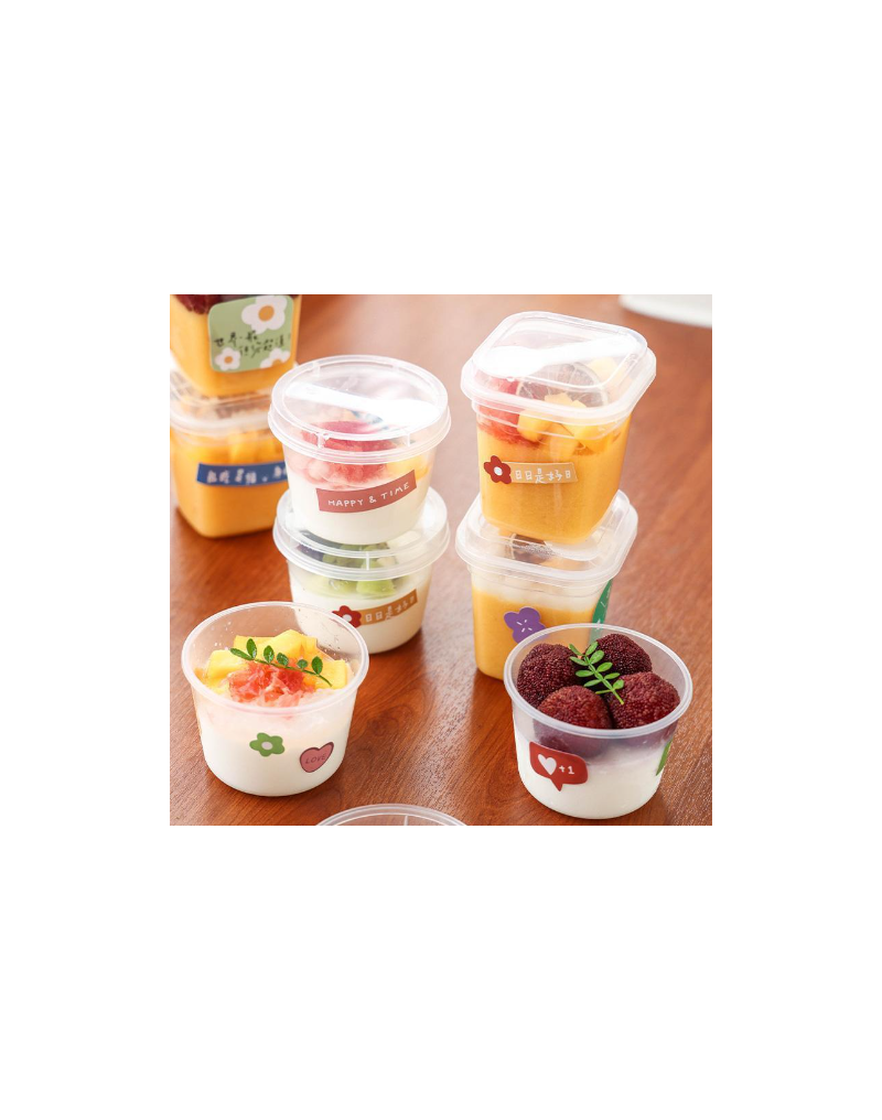 ถ้วยพุดดิ้ง PP กลม 220 ml. ฝาปิด+ ช้อน 25 ใบ (09-8154)